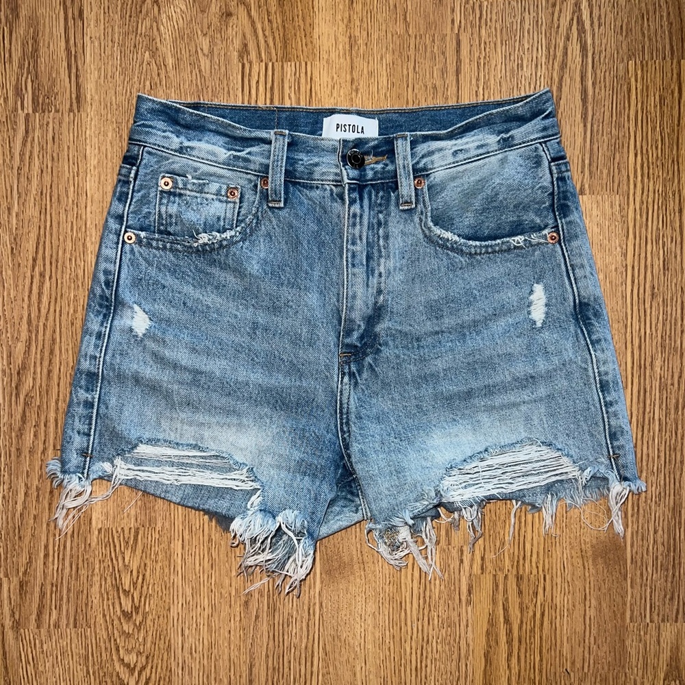Pistola Distressed Denim Shorts - Blue